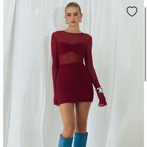 Runaway the Label Lamoura Mini Dress Wine XXS